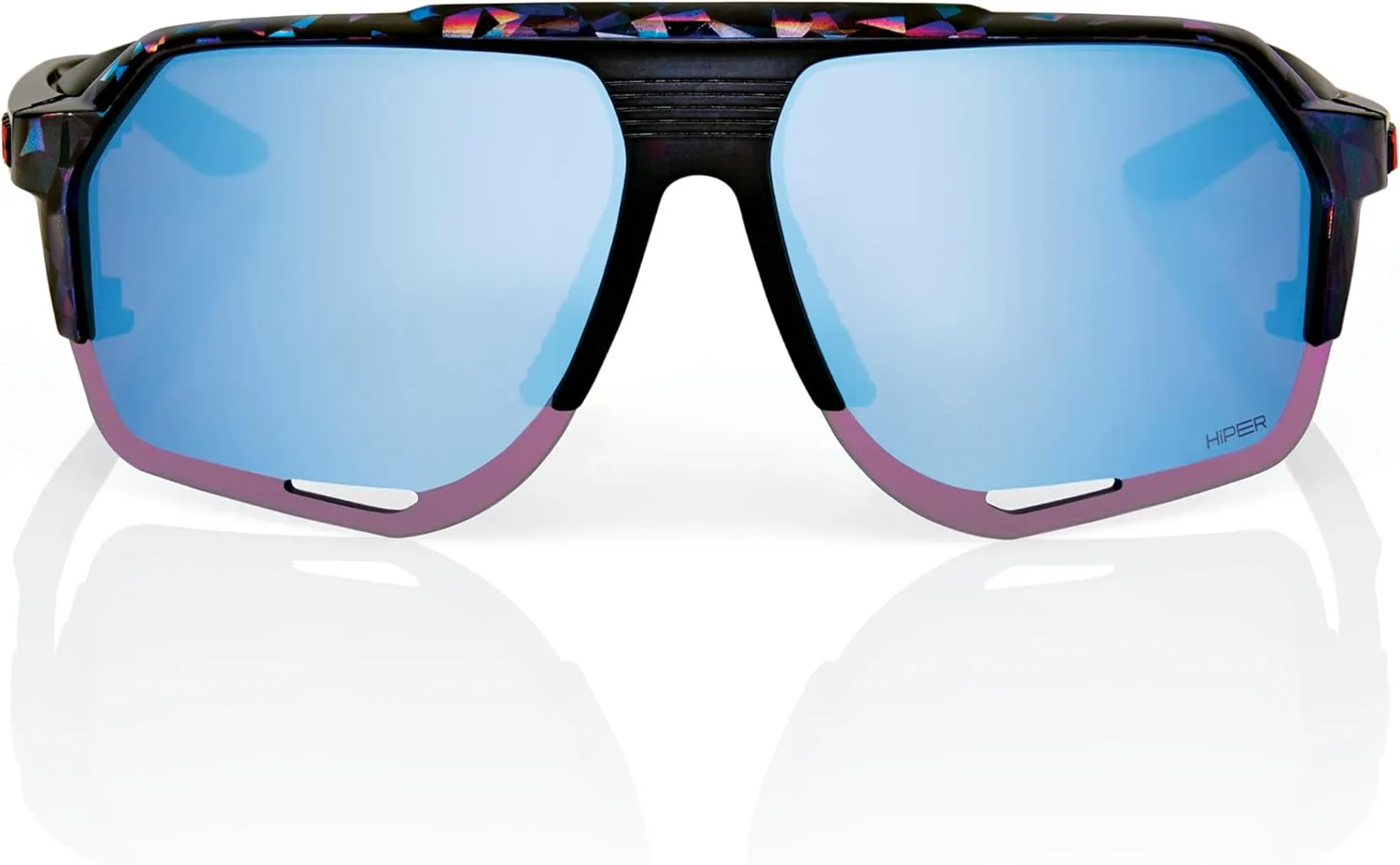 100% Norvik Winter Sport Performance Sunglasses (Black Holographic - HiPER Blue Multilayer Mirror Lens)