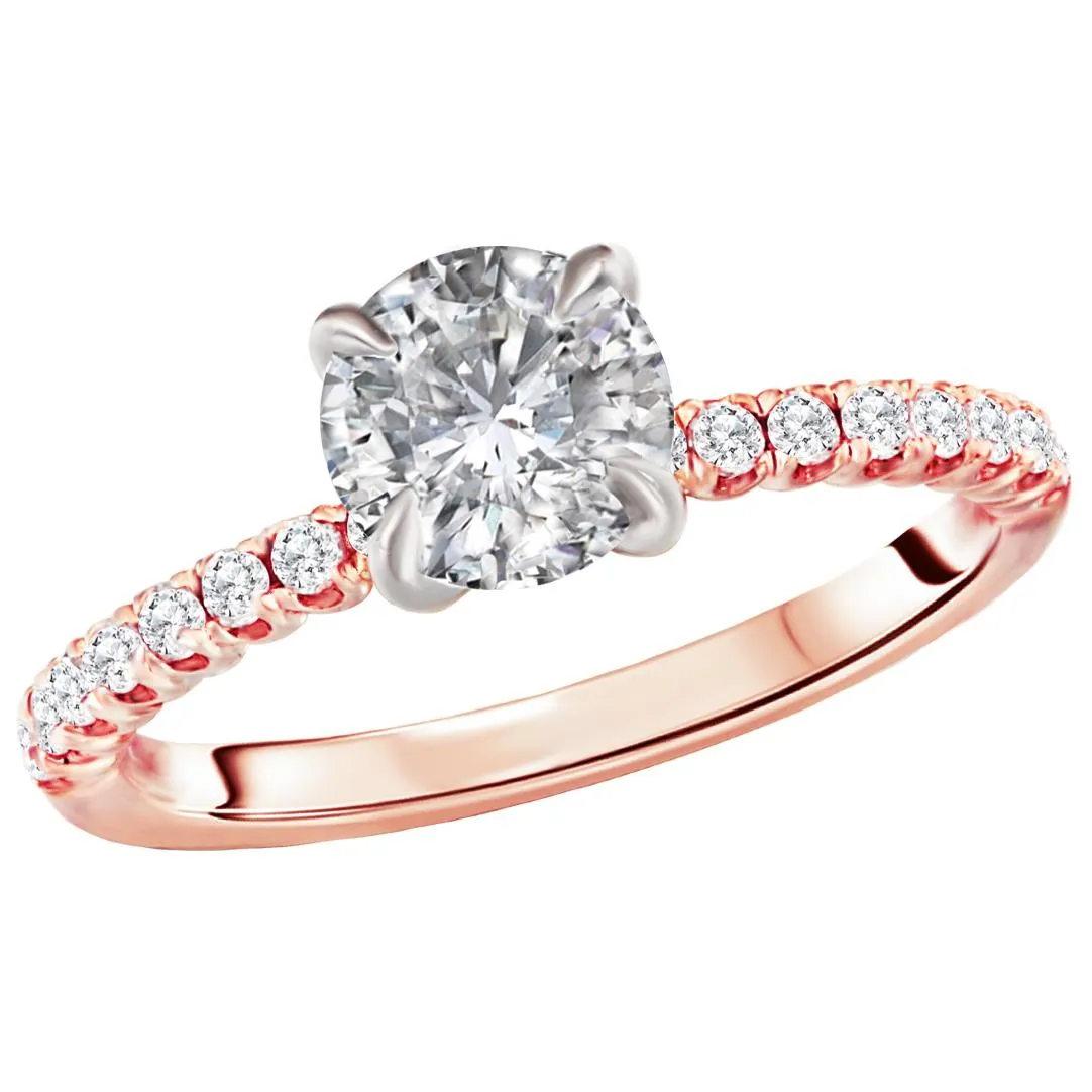 14KT Gold 1 1/4 CTW Round Diamond Side Stone Ring