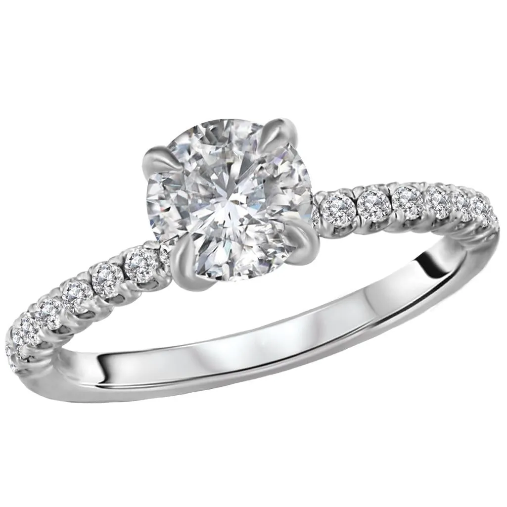 14KT Gold 1 1/4 CTW Round Diamond Side Stone Ring