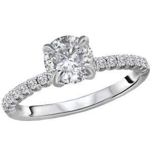 14KT Gold 1 1/4 CTW Round Diamond Side Stone Ring