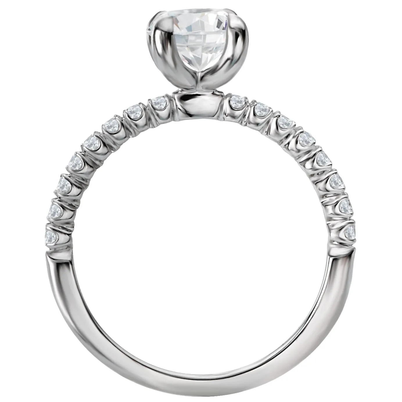 14KT Gold 1 1/4 CTW Round Diamond Side Stone Ring