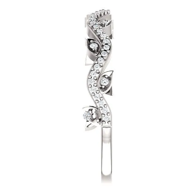 14KT GOLD 1/6 CTW ROUND DIAMOND LEAF RING