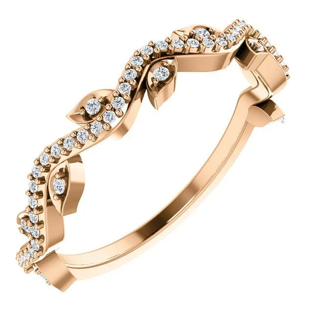 14KT GOLD 1/6 CTW ROUND DIAMOND LEAF RING