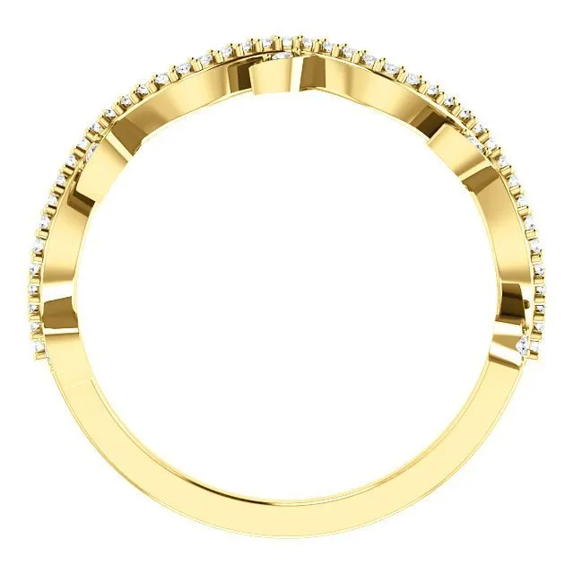 14KT GOLD 1/6 CTW ROUND DIAMOND LEAF RING