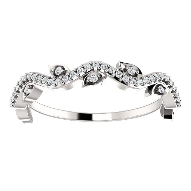 14KT GOLD 1/6 CTW ROUND DIAMOND LEAF RING