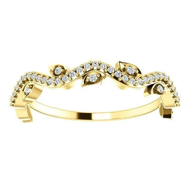 14KT GOLD 1/6 CTW ROUND DIAMOND LEAF RING