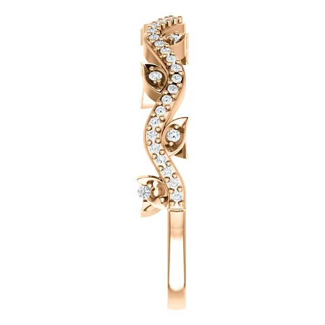 14KT GOLD 1/6 CTW ROUND DIAMOND LEAF RING