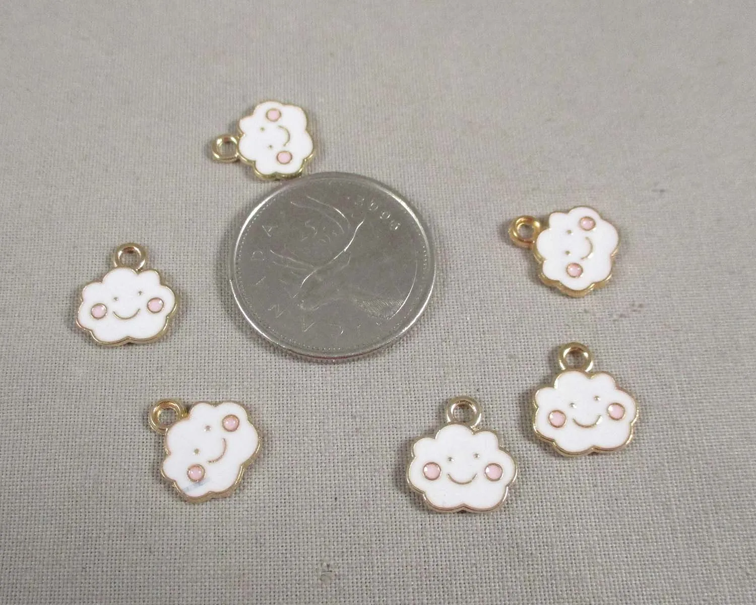 50% OFF!! Cloud Charm Gold Tone Enamel 6pcs (0687)