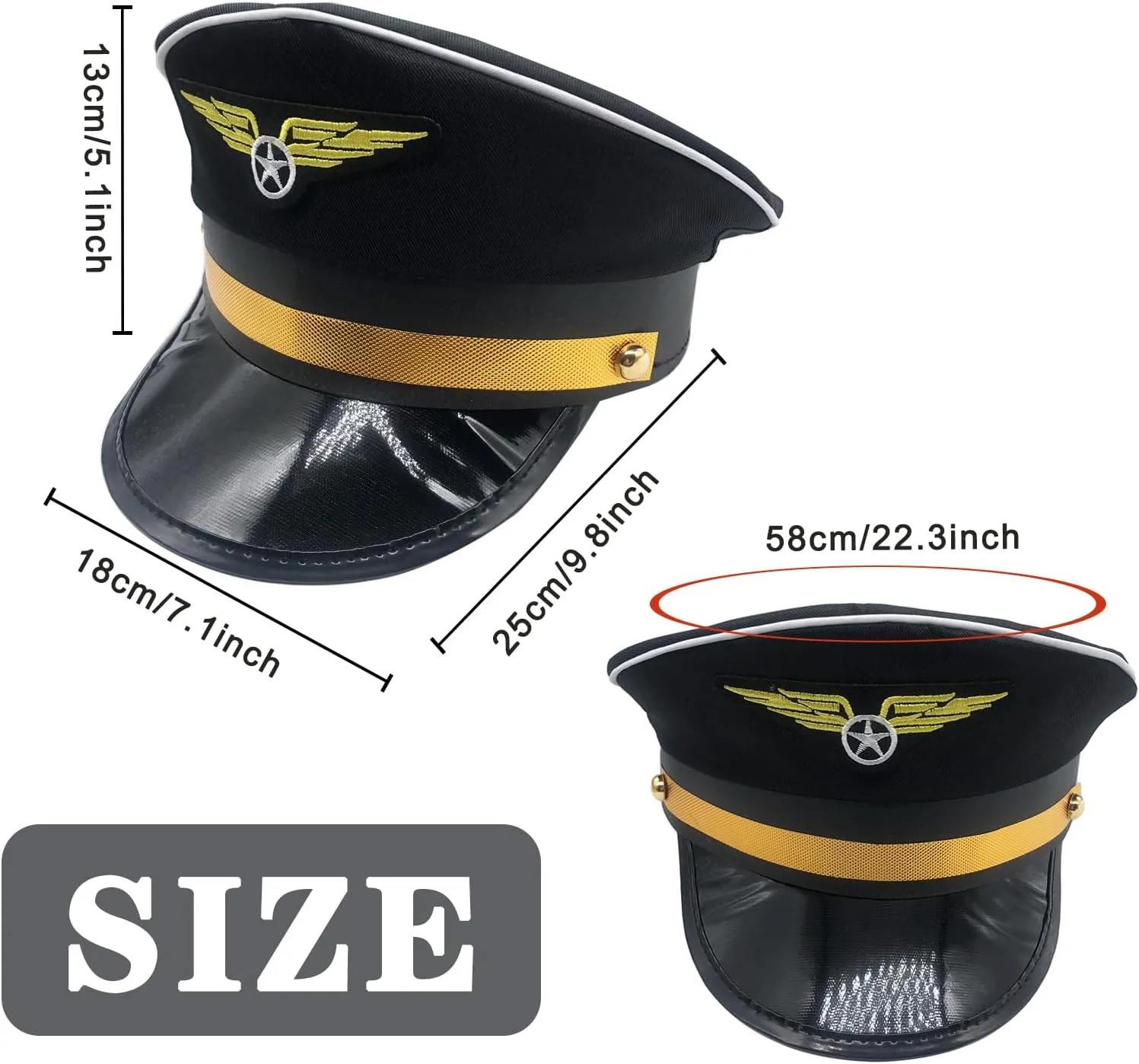 6PCS Airline Pilot Captain Costume Kit Pilot Dress up Accessory Set Halloween Dress Up Accessories Set