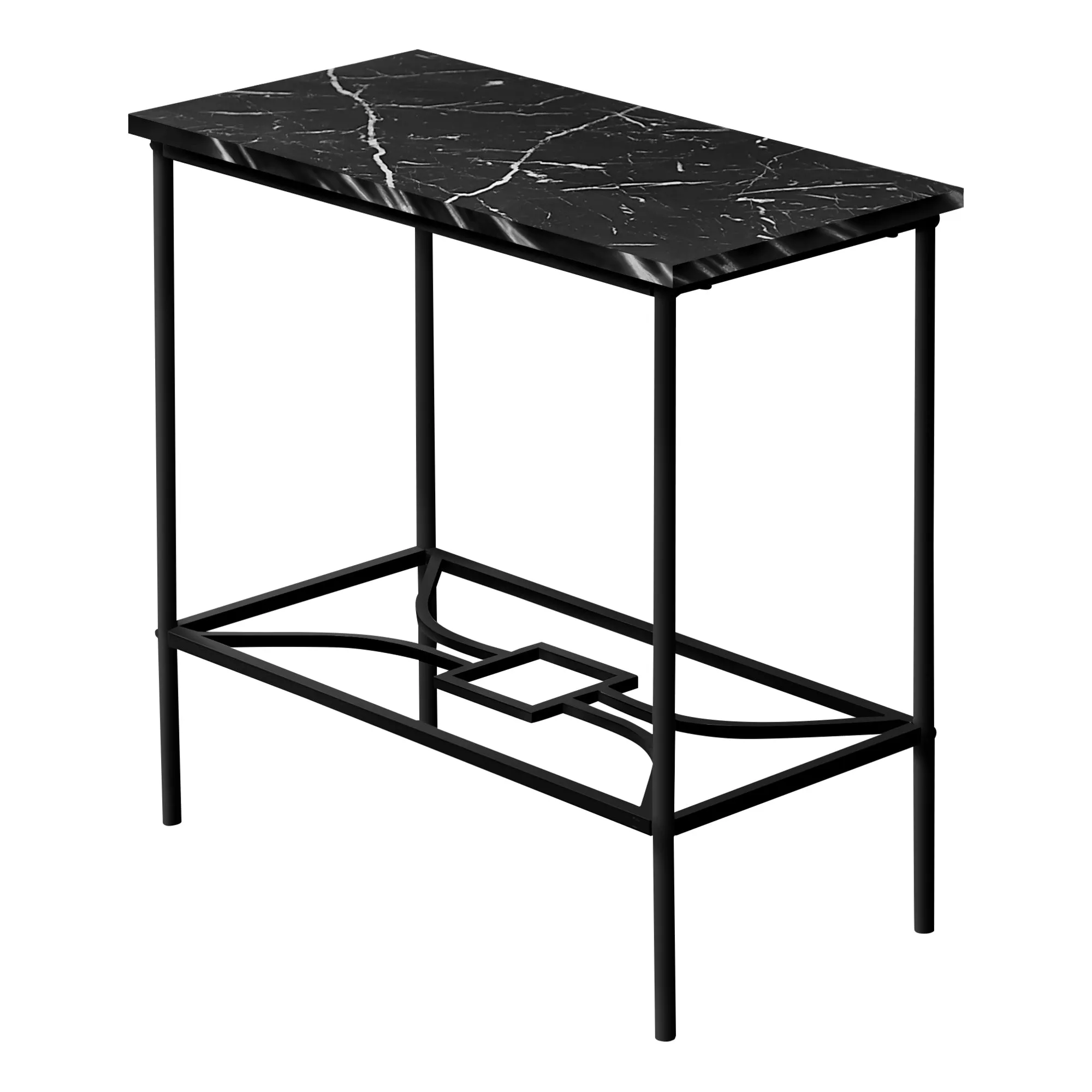 Accent Table - 22"H / Black Marble / Black Metal