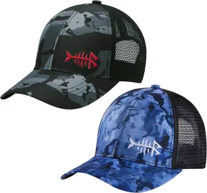 BASSDASH 2 Pack Altimate Fishing Hunting Hat Mesh Back for Men Women Adjustable Baseball Trucker Cap Camo Blaze Orange