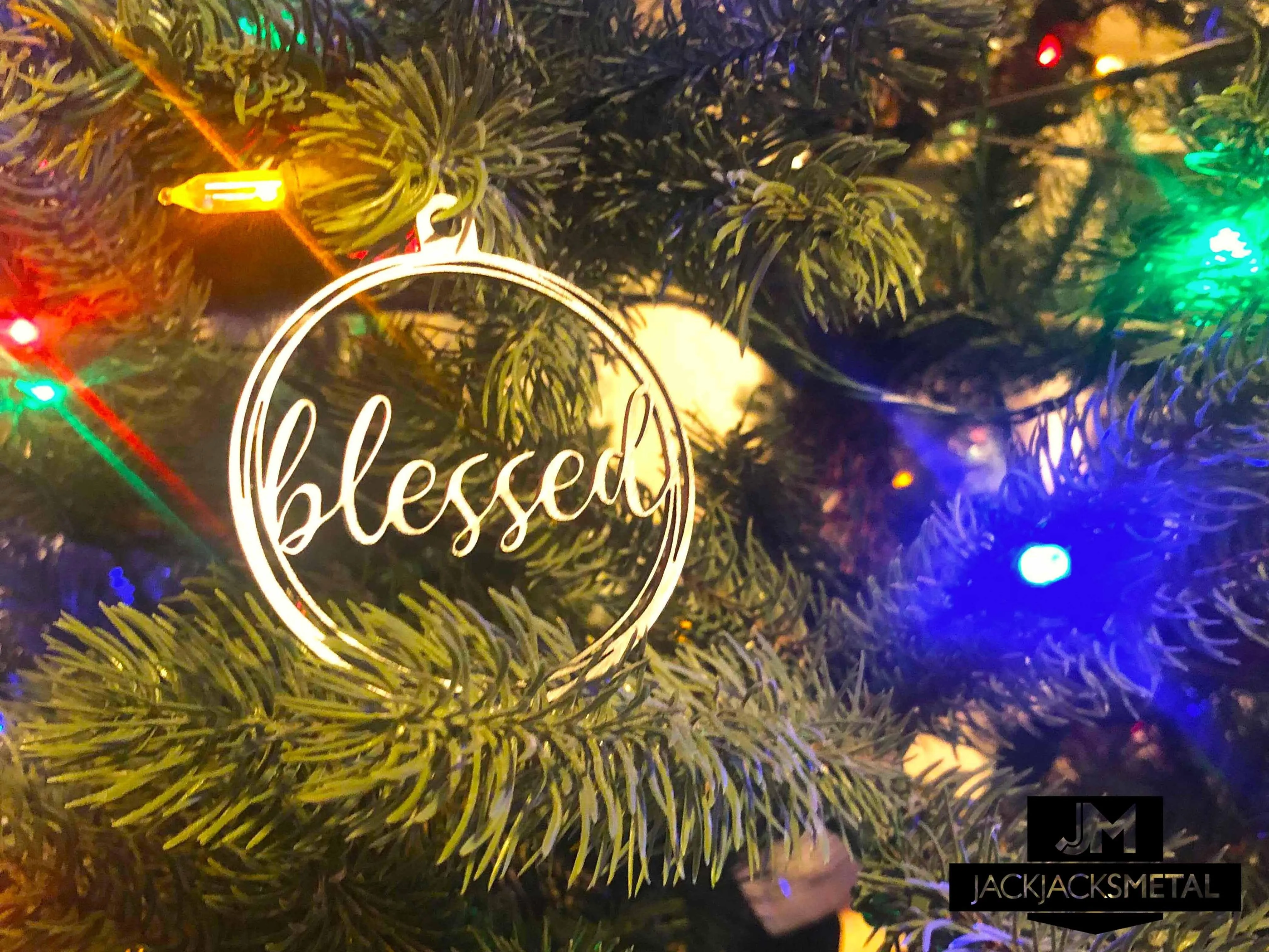 Blessed Christmas Tree Ornament - Circle Metal Ornament - Unique Christmas Ornament