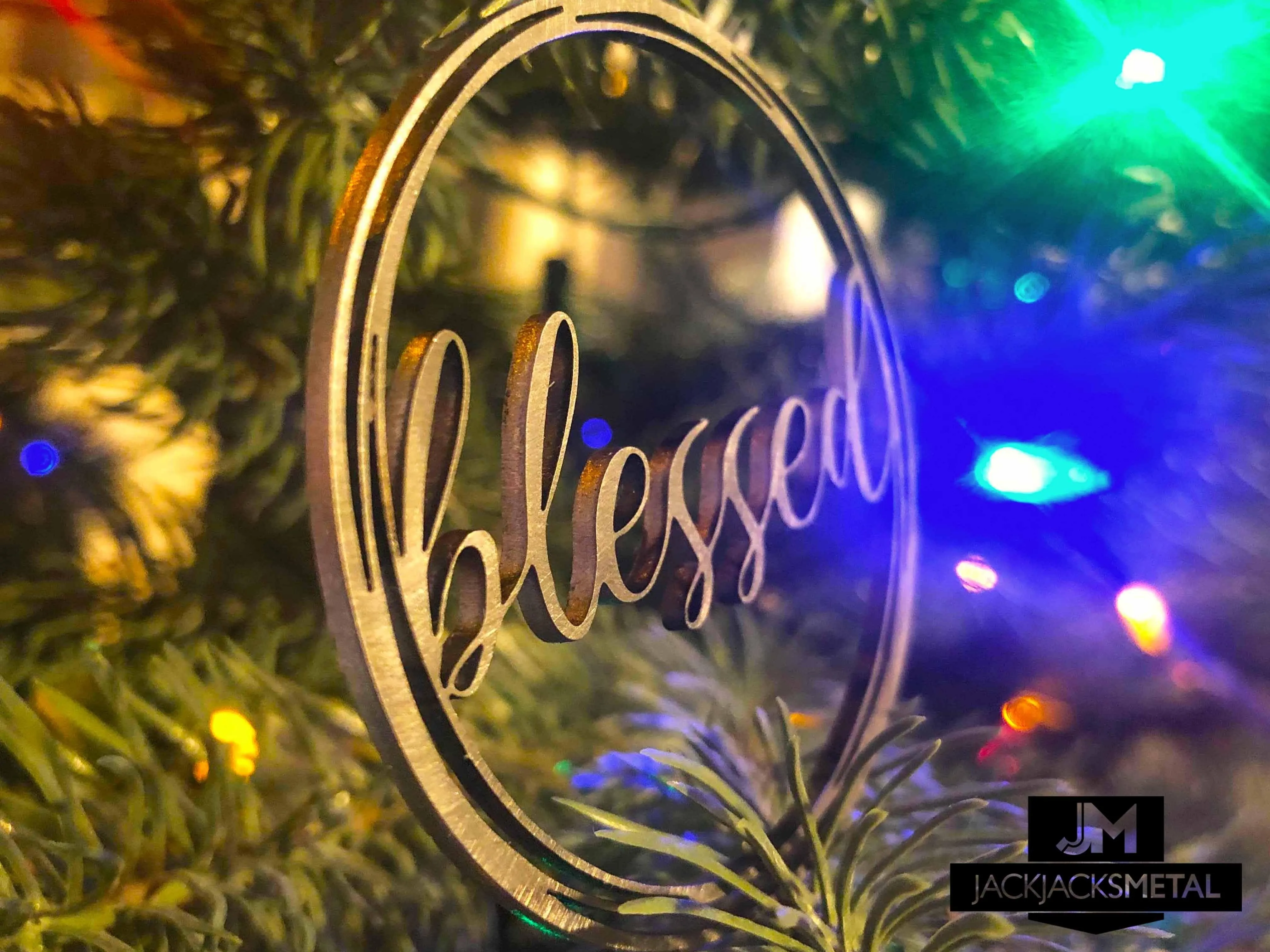 Blessed Christmas Tree Ornament - Circle Metal Ornament - Unique Christmas Ornament