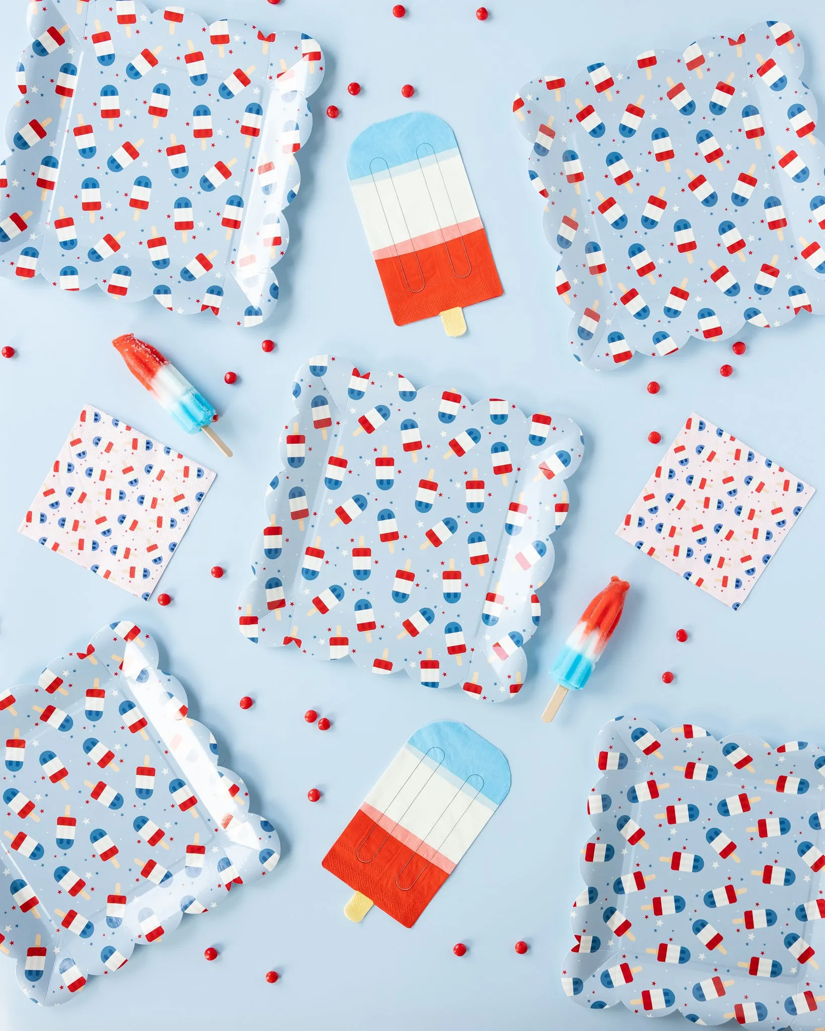 Blue Popsicles Paper Plate