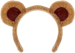 Brown Bear Ears Headband Adult Bear Costume for Halloween Festival Cosplay Party, Bear Ear Headband Hairband for Makeup Face Washing, Bear Ears Costume(Brown 1 Count)