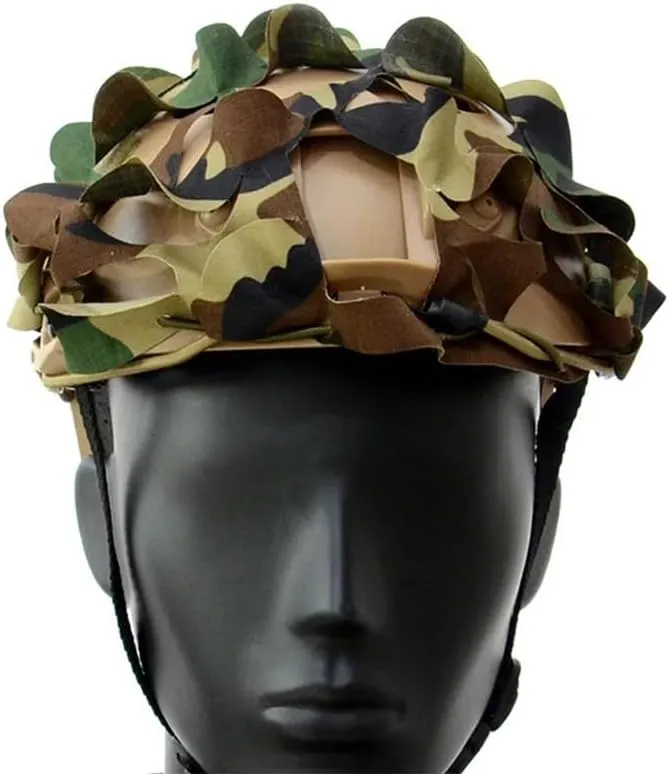 Camouflage Helmet Cover Net  3D Leaf Mesh Wrap with Elastic Drawstring for Modular Helmet Surface, Multicam Camo