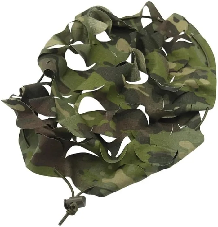 Camouflage Helmet Cover Net  3D Leaf Mesh Wrap with Elastic Drawstring for Modular Helmet Surface, Multicam Camo
