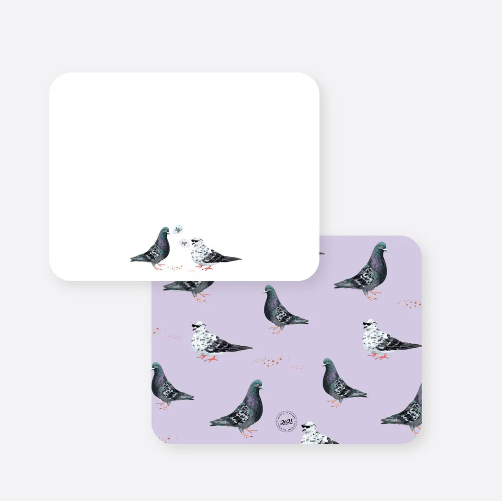 Chatting Pigeons Flat Notecard Set
