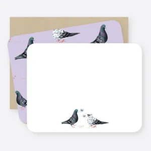 Chatting Pigeons Flat Notecard Set