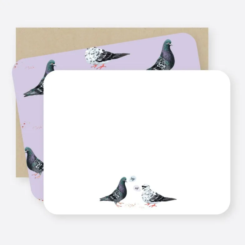 Chatting Pigeons Flat Notecard Set