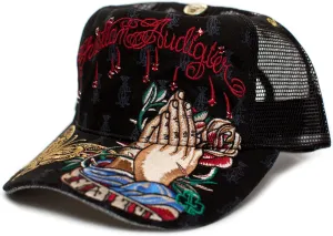 Christian Audigier Faith One-Size Unisex-Adult Truckers Cap Hat Black/Black
