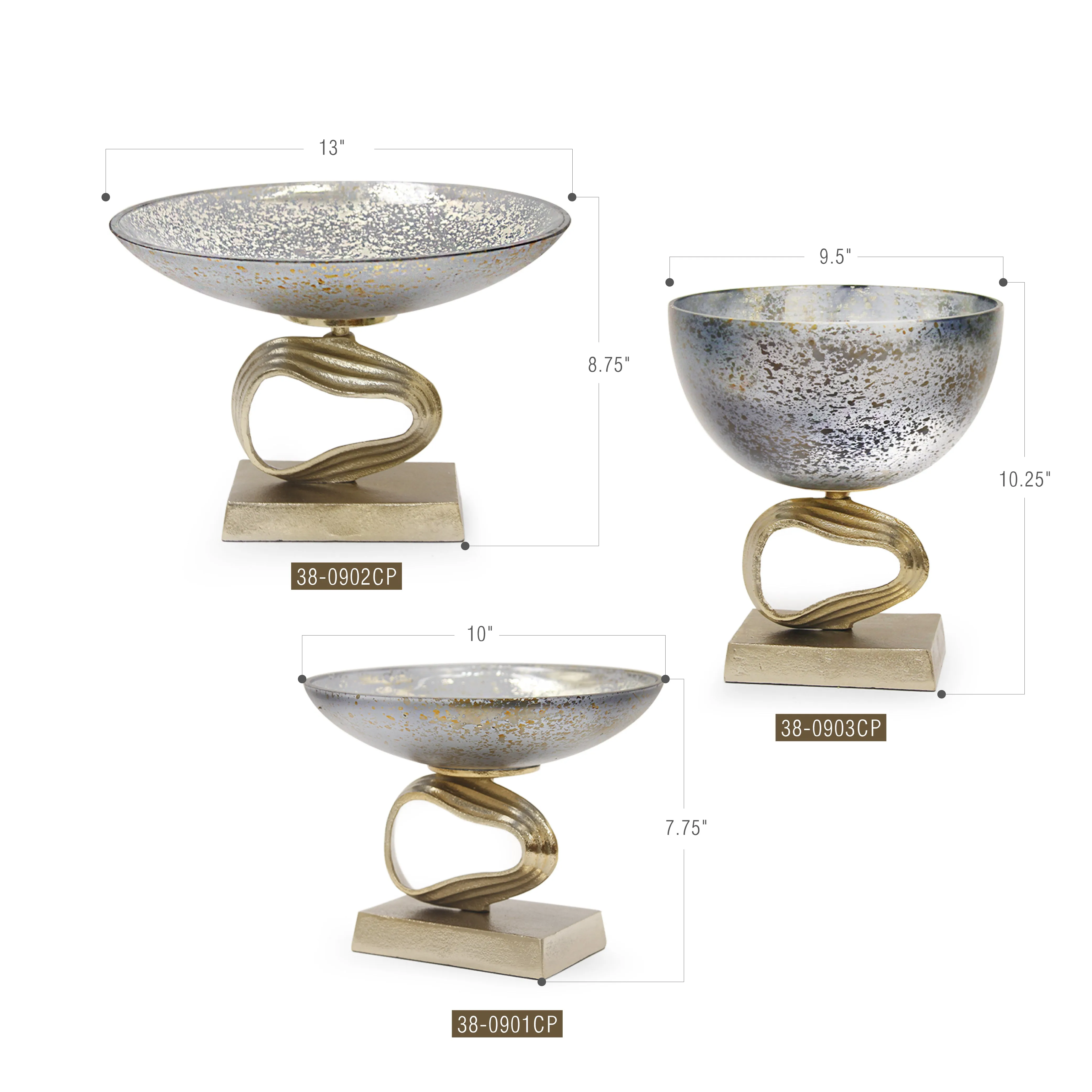 Cosmos Glass Aluminum Centerpiece Bowl