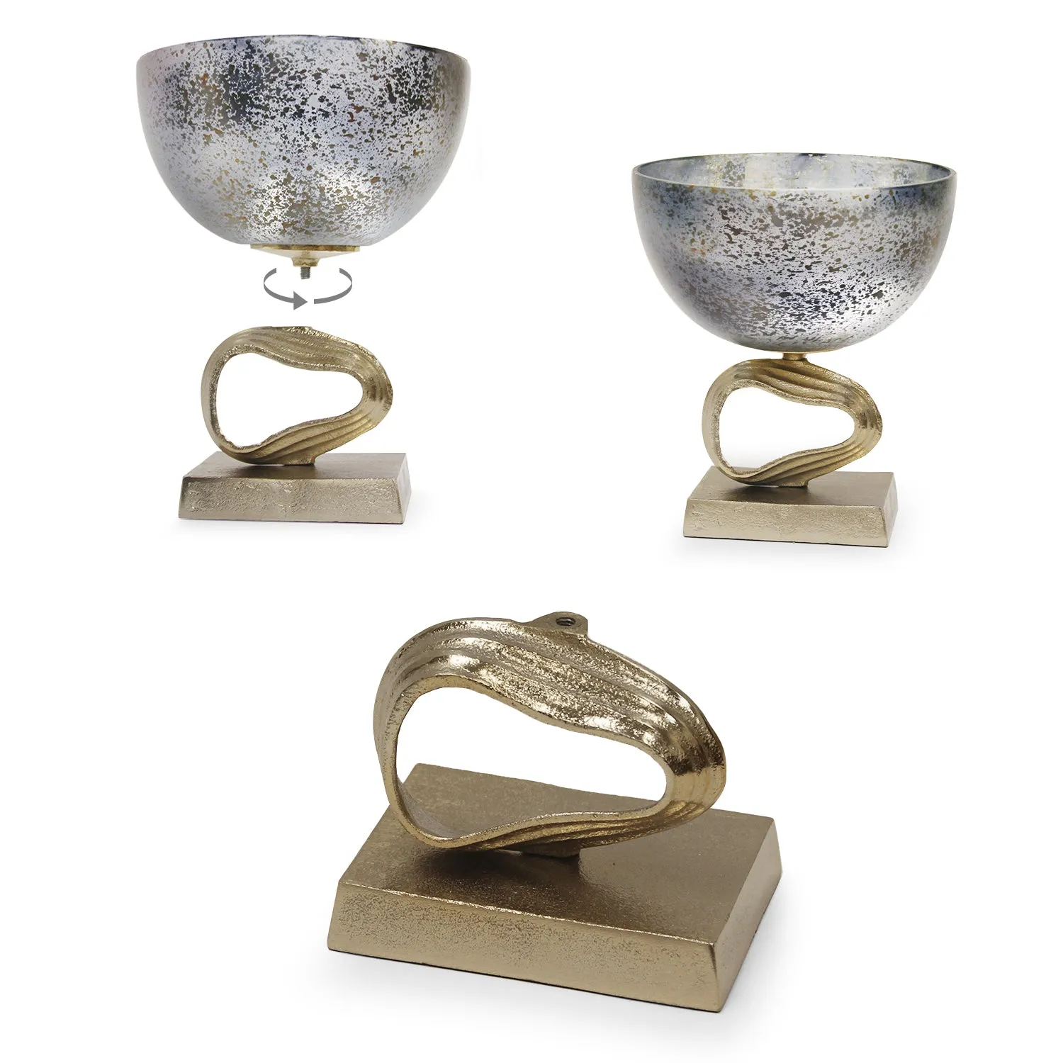 Cosmos Glass Aluminum Centerpiece Bowl