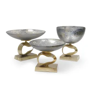 Cosmos Glass Aluminum Centerpiece Bowl