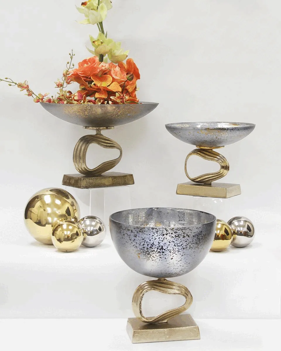 Cosmos Glass Aluminum Centerpiece Bowl
