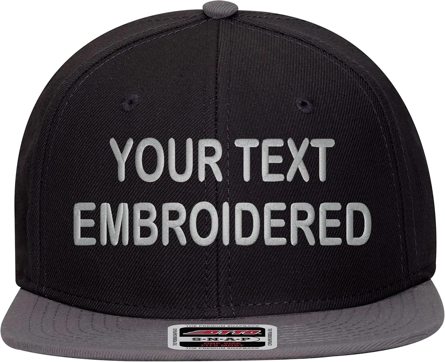 Custom Snapback Hat. Otto. Embroidered. Your Own Text Flatbill Bill Snapback