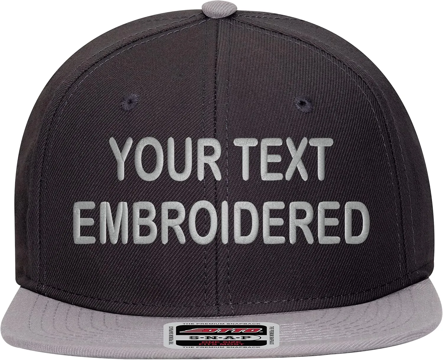 Custom Snapback Hat. Otto. Embroidered. Your Own Text Flatbill Bill Snapback