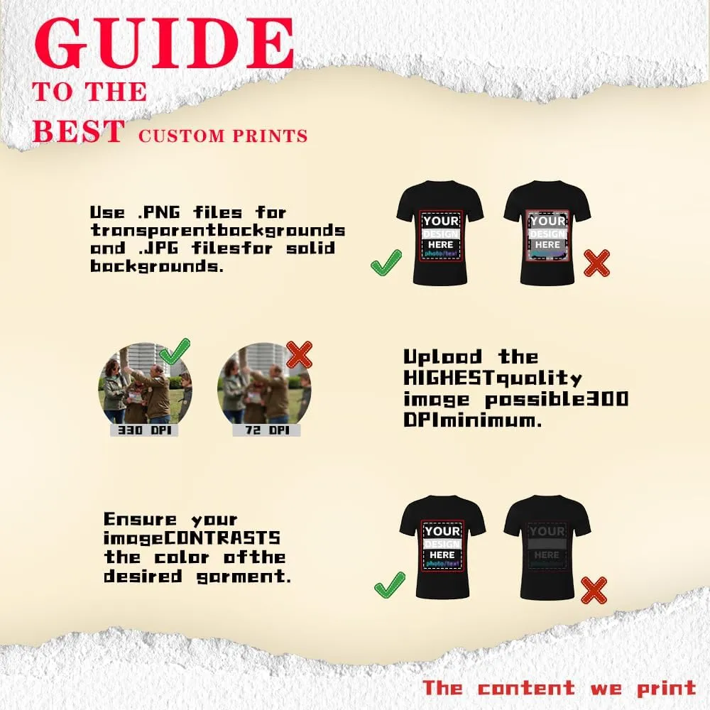 Custom T-Shirts for Men Women Design Your Own Shirt with Text Image Personalized Tee Printed Front/Back