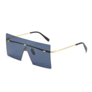 Dark Blue Oversized Square Rimless Sunglasses Unisex