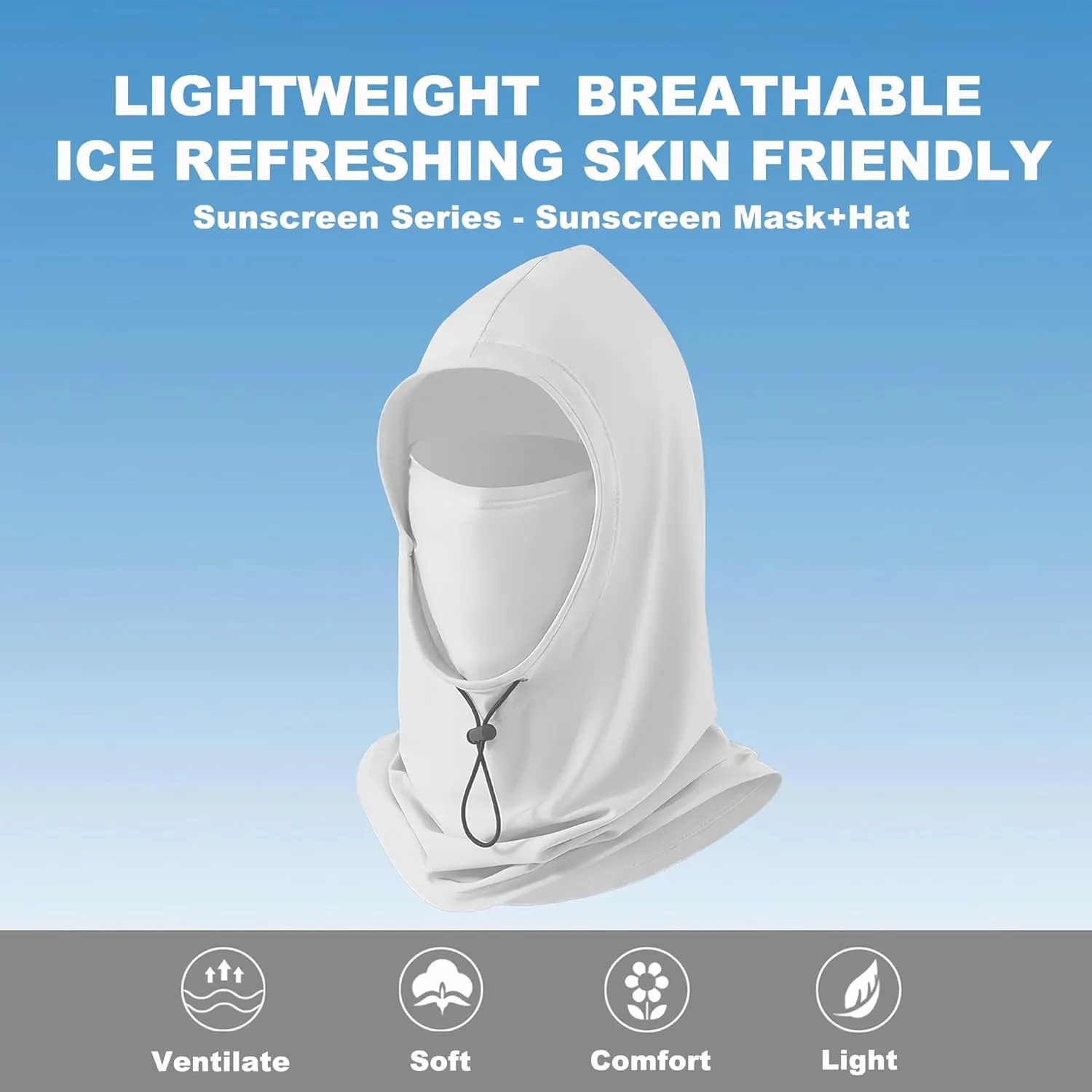 Detachable Balaclava Ski Mask, UV and Dust Resistant Face Mask, Lightweight, Breathable, Suitable for Cycling,Hiking