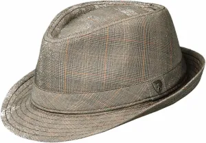 Dorfman Pacific Plaid Suiting Fedora with Self Trim HAT (L, Brown)
