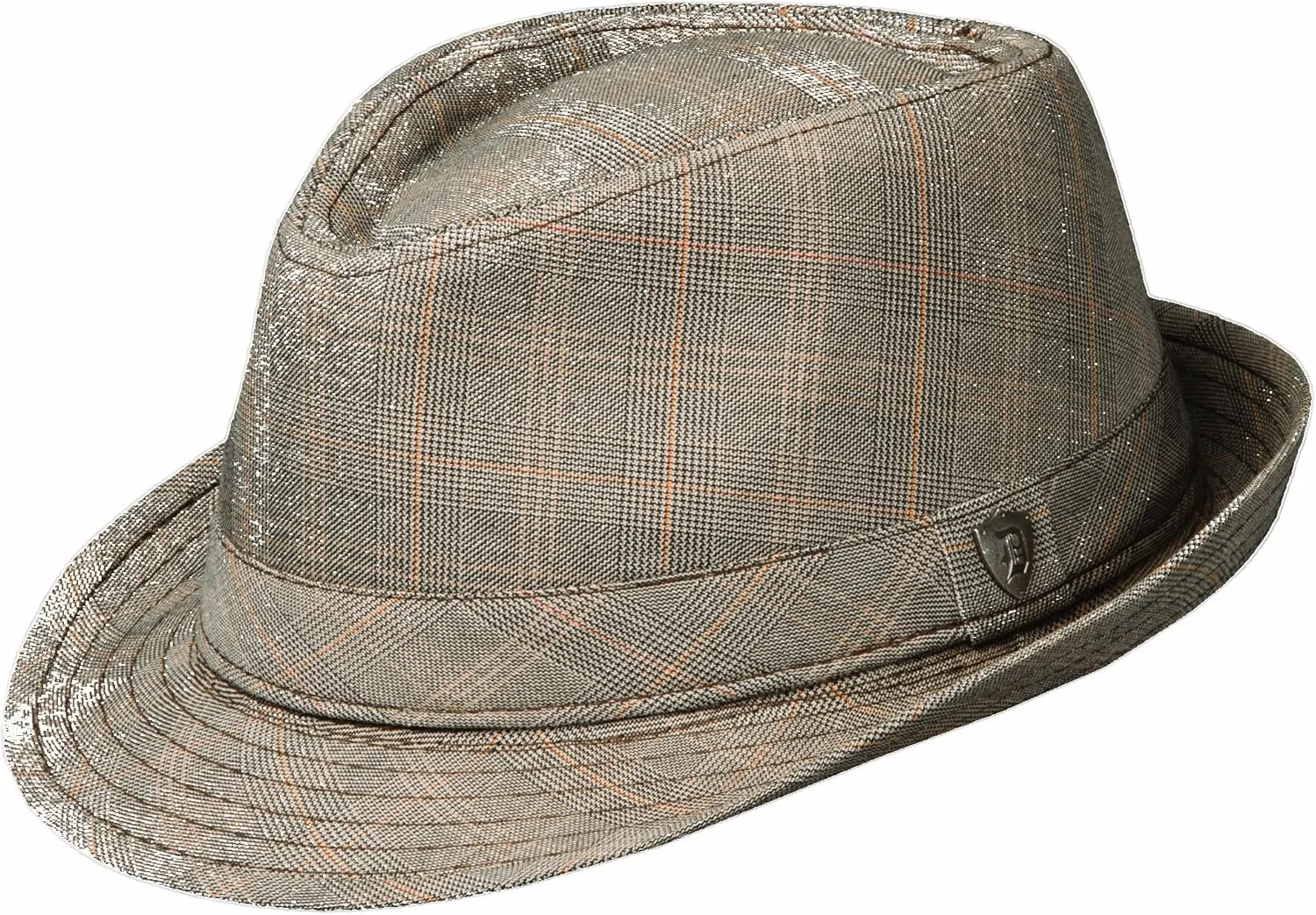 Dorfman Pacific Plaid Suiting Fedora with Self Trim HAT (L, Brown)