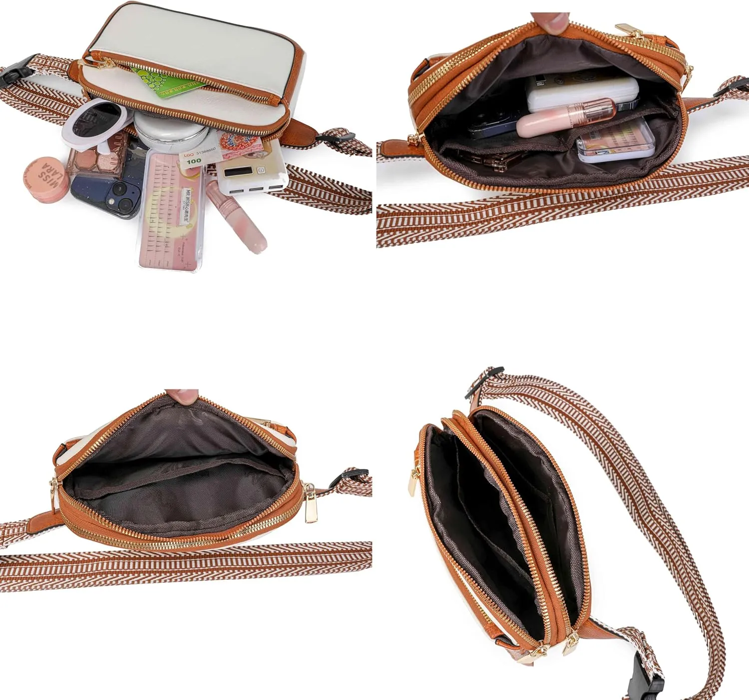 Fanny Packs for Women Vegan Leather Waist Packs with Adjustable Strap, Crossbody Purse Belt Bag for Women (Black)