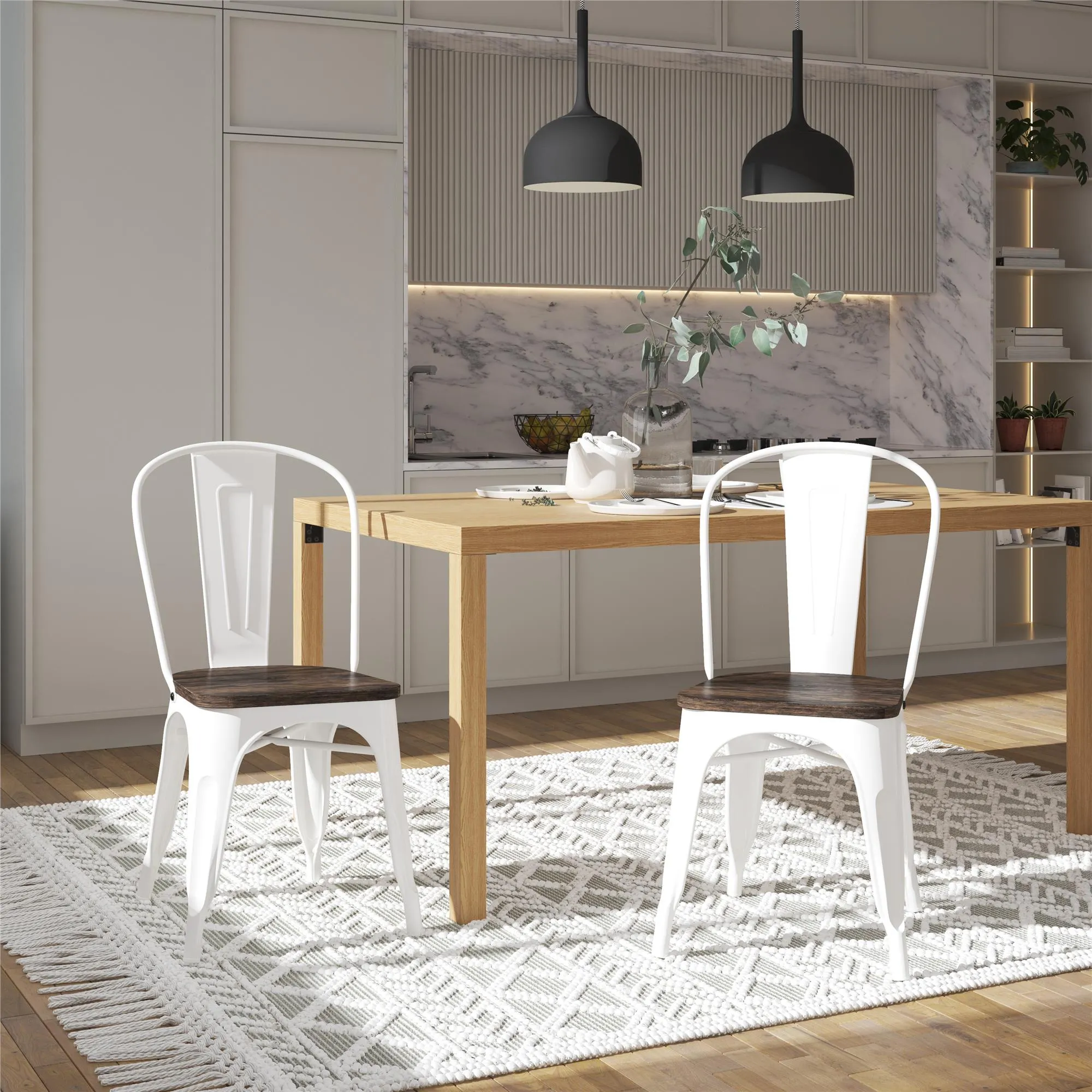 Fusion Stackable Metal Dining Chair, Set of 2