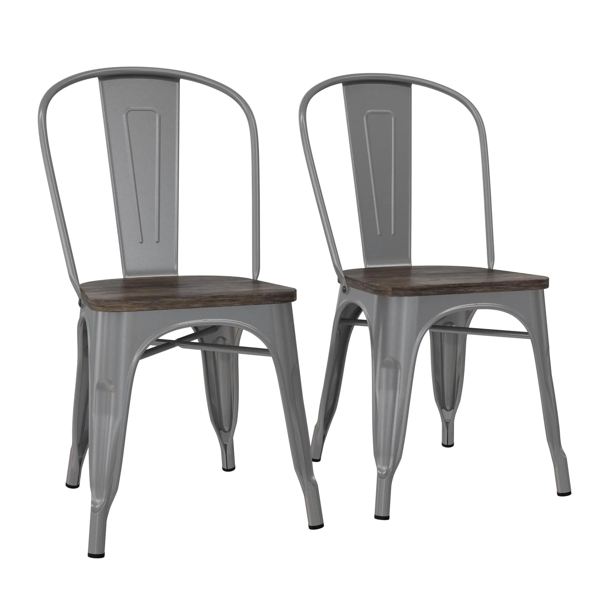 Fusion Stackable Metal Dining Chair, Set of 2