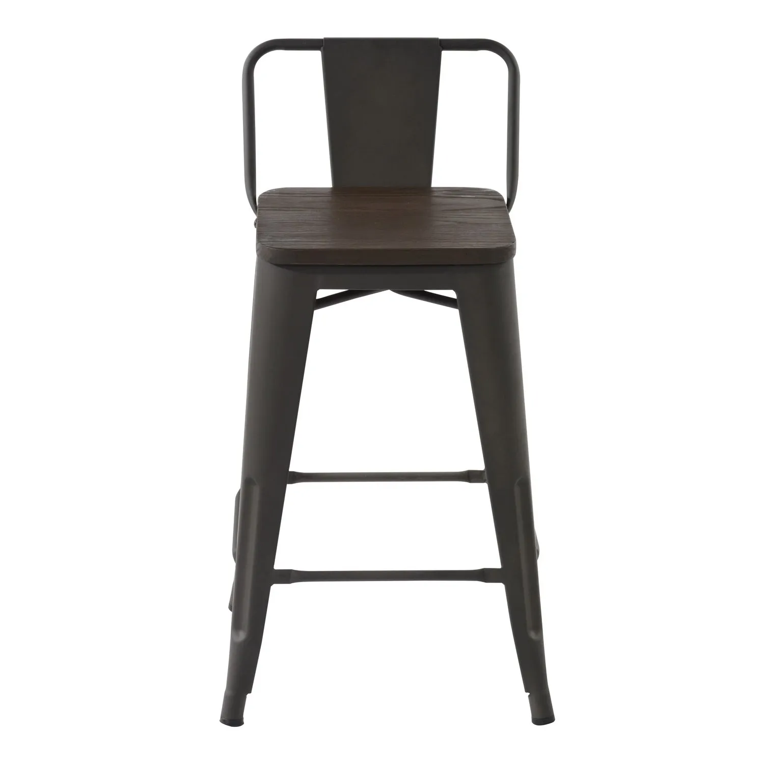 HOMYCASA Industrial 24 Inch Metal Counter Height Bar Stools Set of 4 with Low Back and Solid Wood Seat, Tolix Style Stackable Stools for Kitchen, Bistro, Pub
