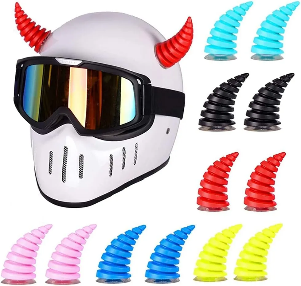 Katutude 2 Pcs Helmet Devil Horns with Suction Cups - Motorcycle Helmet Devil Horn Decoration Car Roof Ornament 3D Car Hood Stickers Bike Ski Motorcycle Snowboard Helmet Attachment