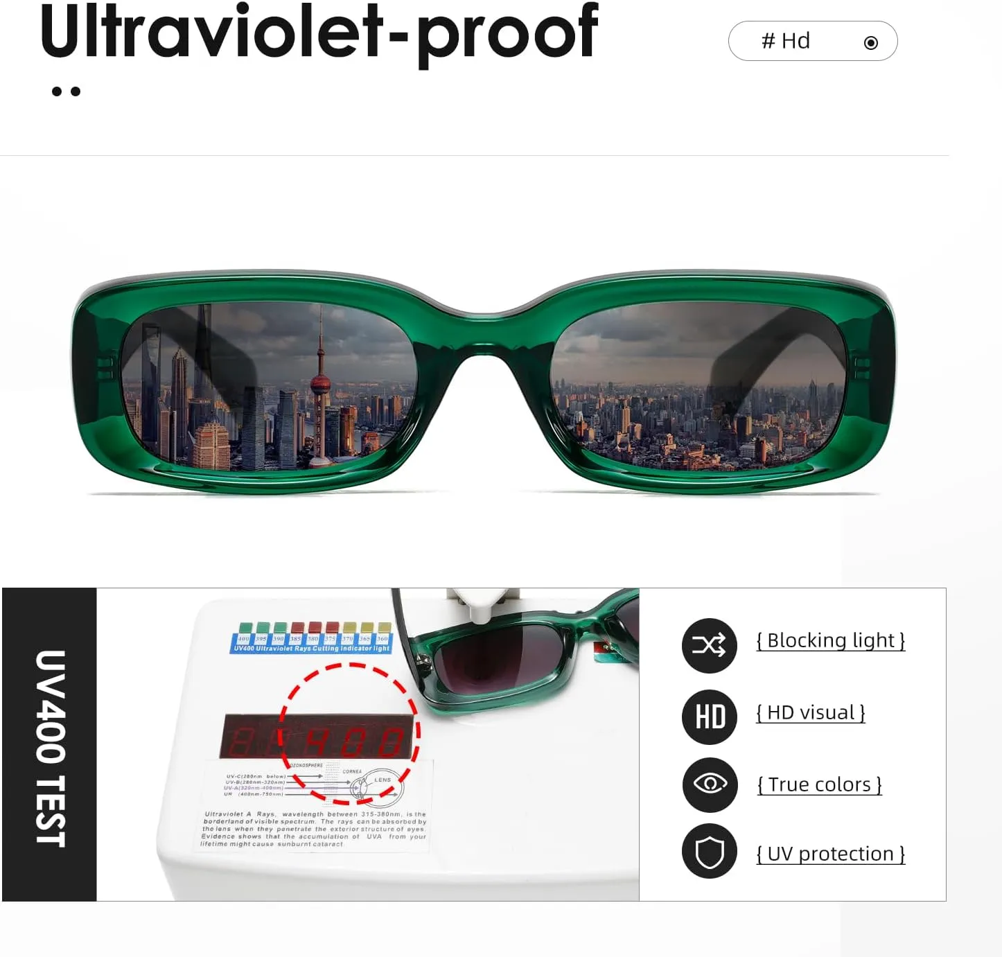 kimorn Retro Rectangle Sunglasses for Women Men Thick Frame Sun Glasses UV Protection Shades K1703
