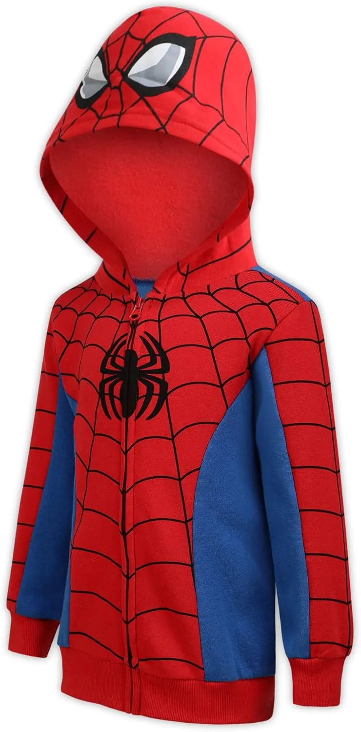 Marvel Avengers Captain America and Spider-Man Boys Zip-Up Hoodie for Toddlers and Big Kids