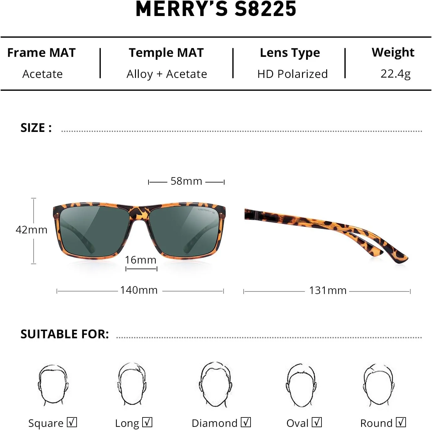 MERRY'S Men Polarized Sunglasses Male Women Outdoor Fishing Sun glasses