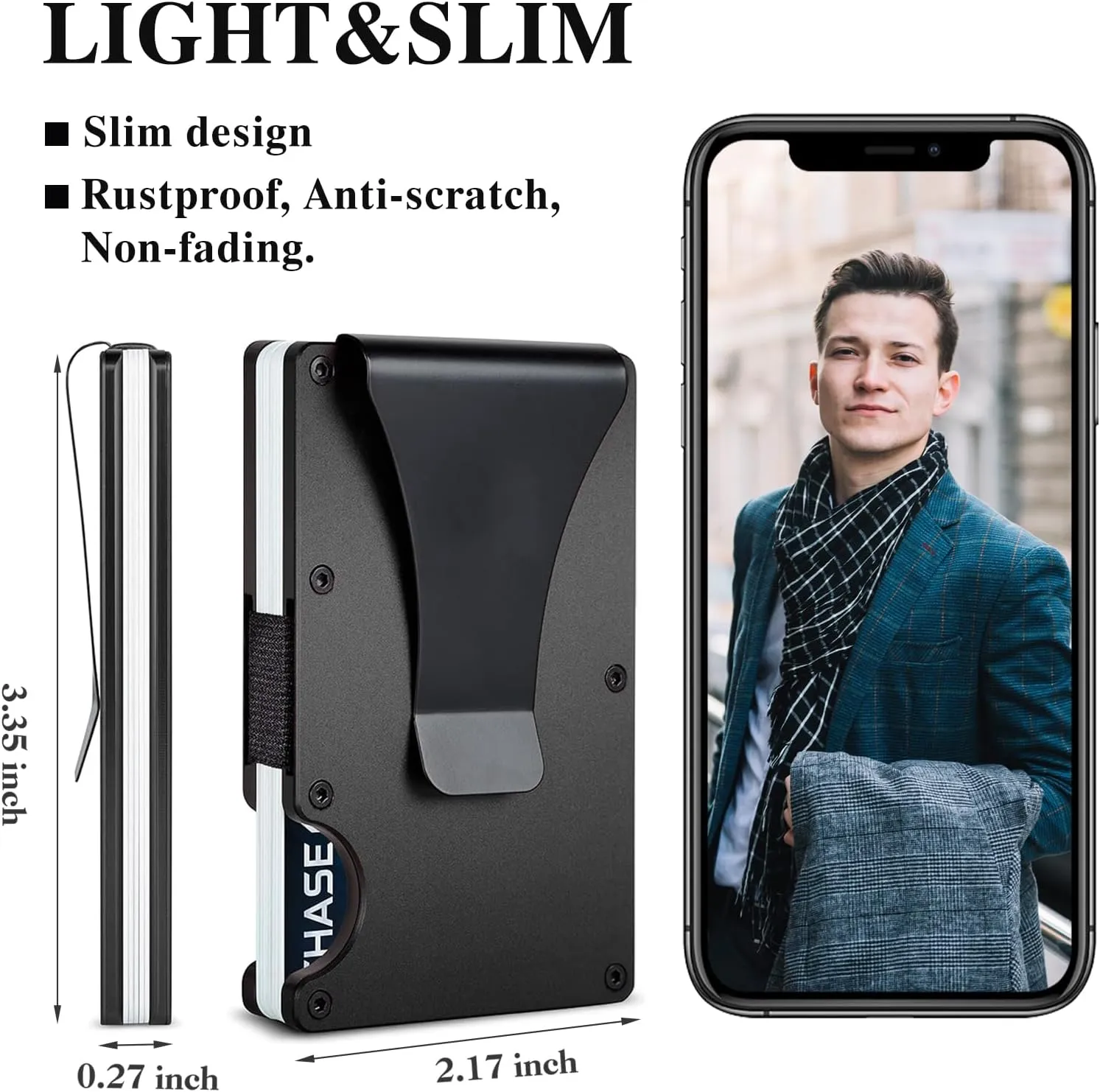 Minimalist Wallet with RFID Blocking for Men,Slim Credit Card Holder with Aluminum Money Clip Wallet for Men and Women,Metal Wallets for Mens Front Pocket as Gifts (Black)
