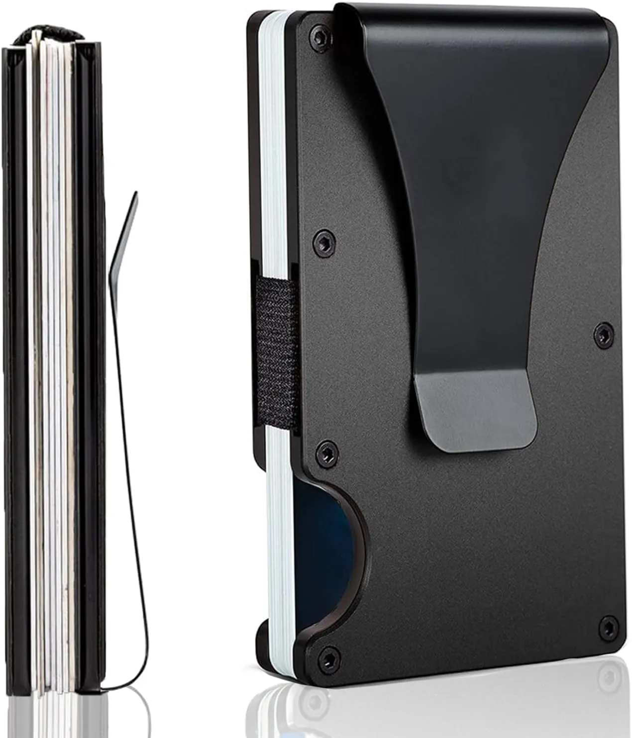 Minimalist Wallet with RFID Blocking for Men,Slim Credit Card Holder with Aluminum Money Clip Wallet for Men and Women,Metal Wallets for Mens Front Pocket as Gifts (Black)