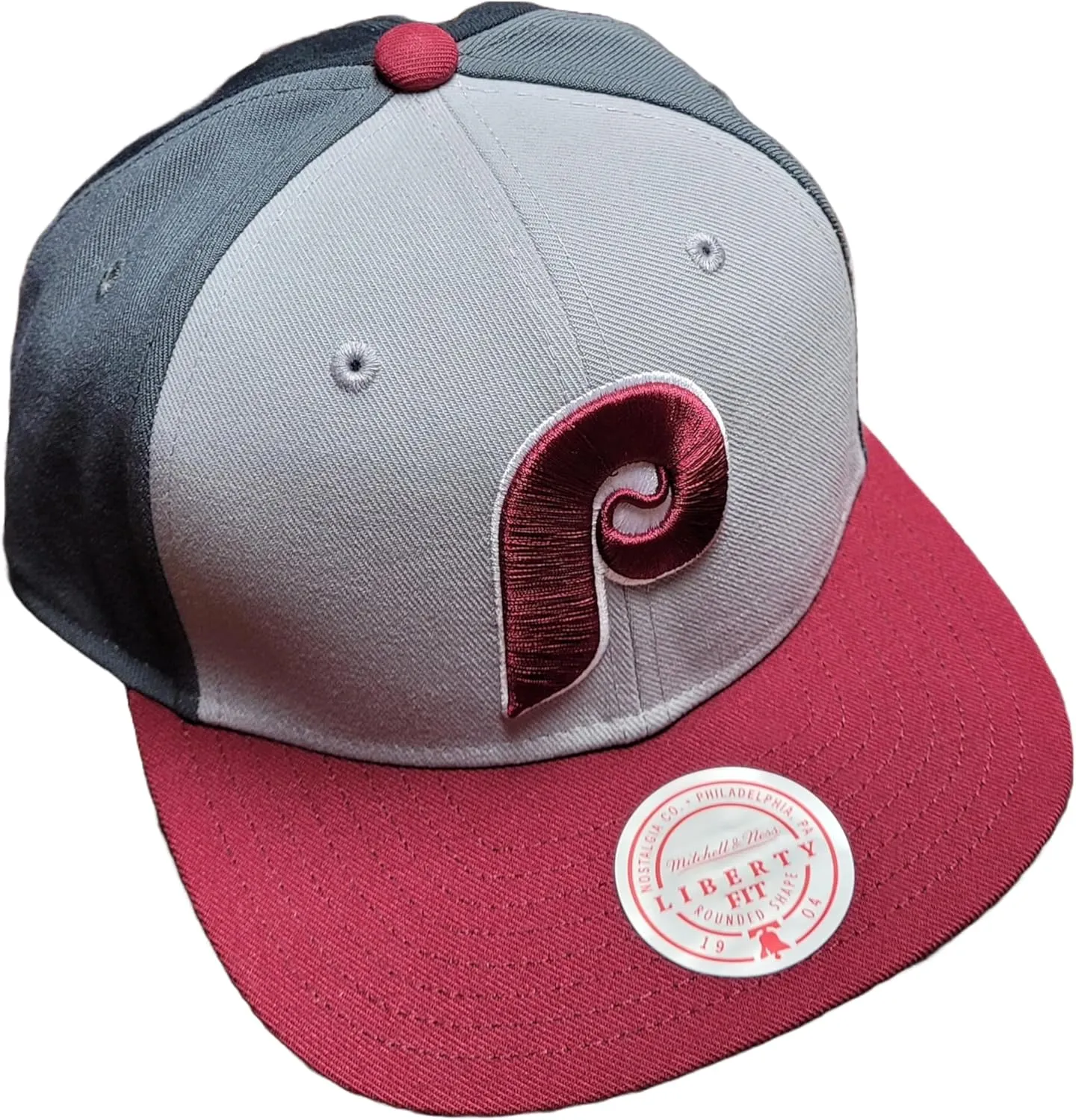 Mitchell & Ness Philadelphia Phillies Triple Play Liberty Snapback Hat Cap - Gray