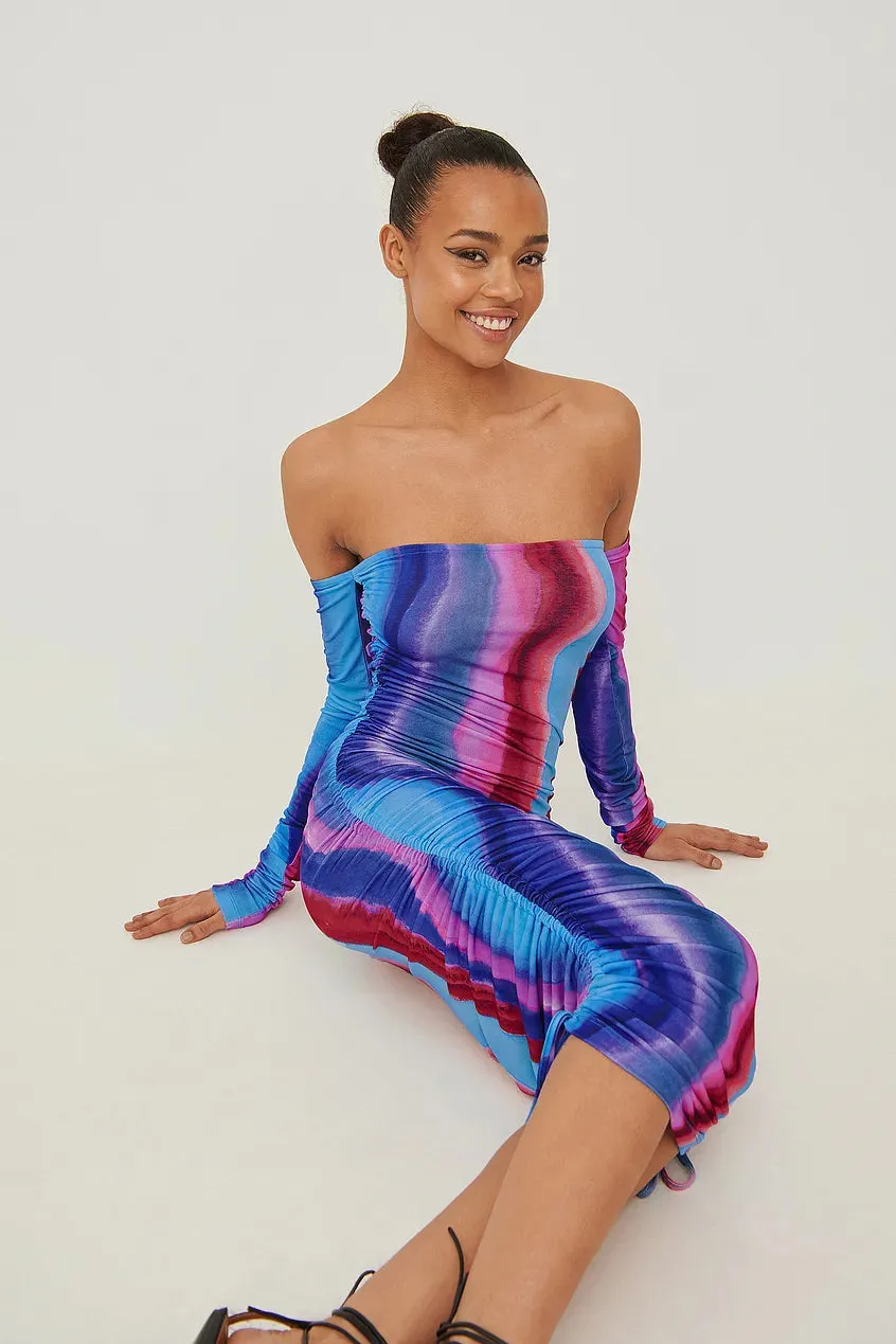 Off Shoulder Rouched Mini Dress