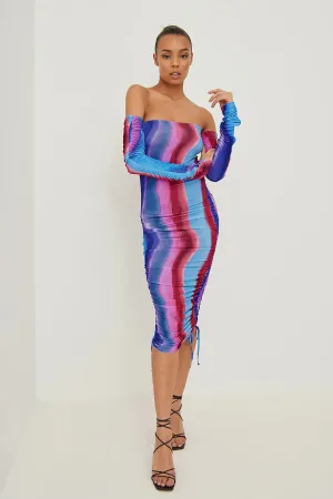 Off Shoulder Rouched Mini Dress
