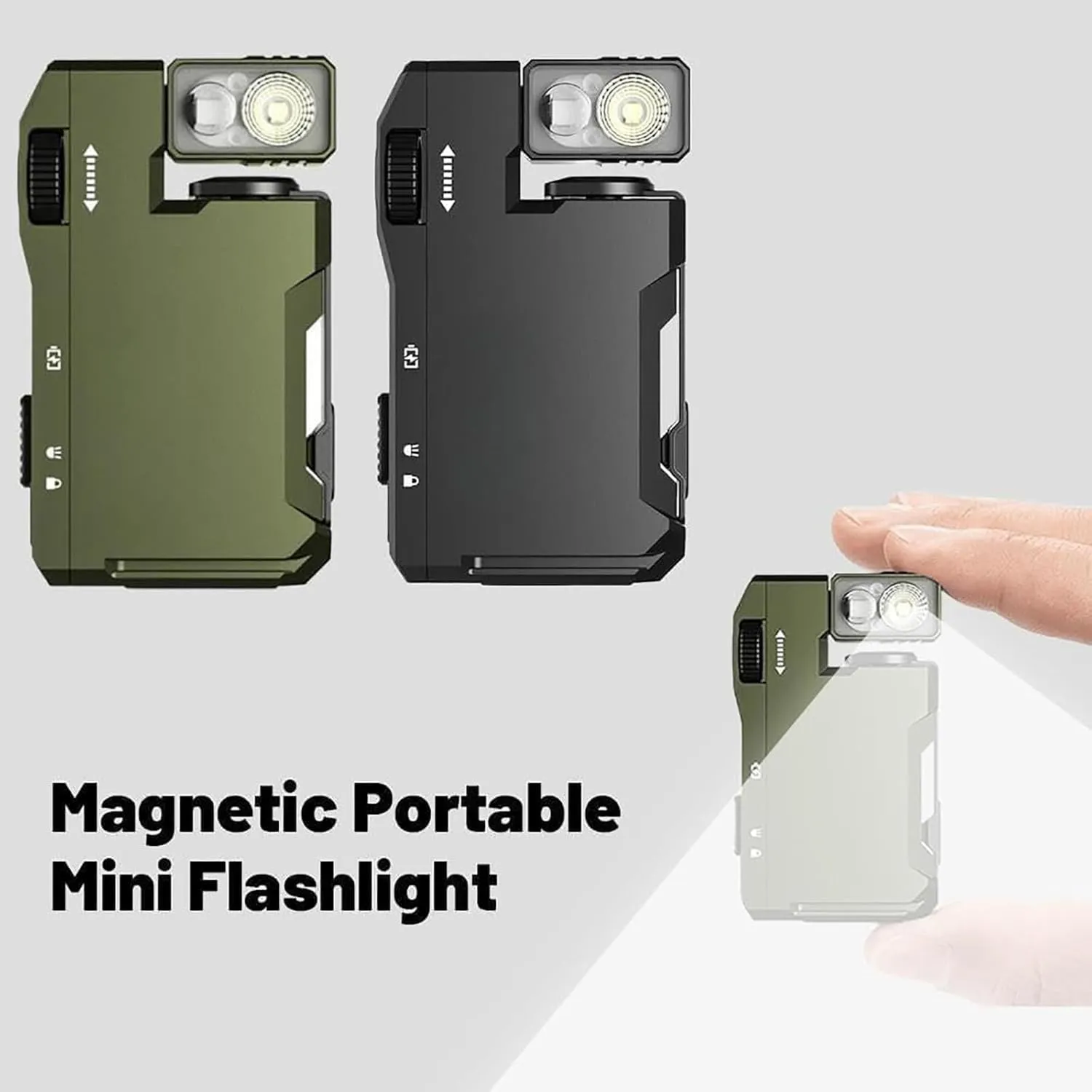 Orgonite G5 Rechargeable EDC Flashlight, 400 Lumens Portable Flat Mini Flashlights, 180 Rotation Magnetic Keychain Flashlight, Mini Portable Design for Outdoor, Emergency & Daily Carry (Black-1pcs)